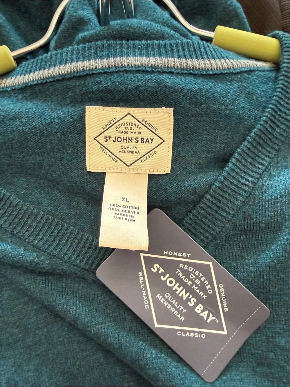 St. John's Bay Men's Deep Teal V-Neck Sweater